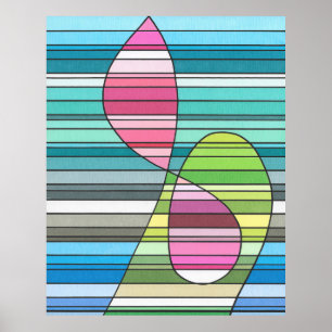 Abstrakte, rosa und grüne Formen Poster