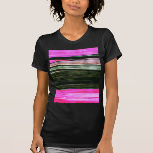 Abstrakte rosa und grüne horizontale Streifen 705 T-Shirt