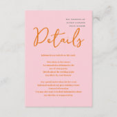 Abstrakte Rosa- und Orangefarbene Unterhaltungsfar Begleitkarte (Vorderseite)