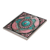 Abstrakte rosa und türkisfarbene Mosaikkunst Fliese (Seite)