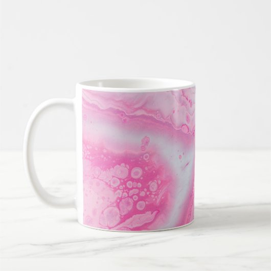 Abstrakte rosa-weiße Malerei Kaffeetasse (Links)