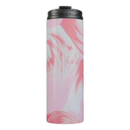 Abstrakte rosa-weiße Malerei Thermosbecher (Vorderseite)