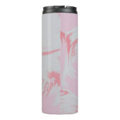 Abstrakte rosa-weiße Malerei Thermosbecher (Rückseite)