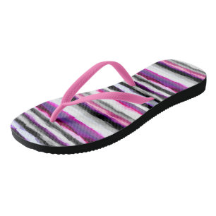 Abstrakte rosa, weiße und graue Streifen Badesandalen