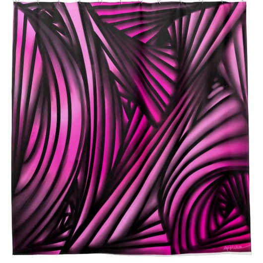 Abstrakte rosa wirbelnde Linien Duschvorhang (Vorderseite)