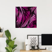 Abstrakte rosa wirbelnde Linien Poster (Heimbüro)