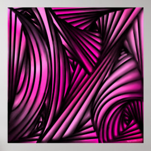 Abstrakte rosa wirbelnde Linien Poster