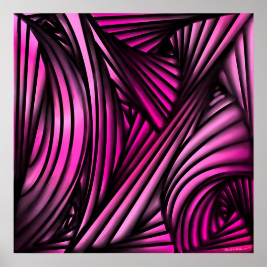 Abstrakte rosa wirbelnde Linien Poster (Vorne)