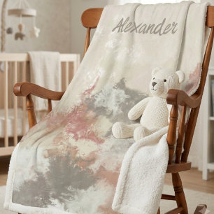 Abstrakte rosafarbene und taupe Wasserfarbene Name Sherpadecke