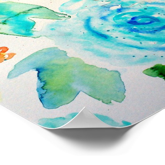 Abstrakte Rose Aquarell Poster (Ecke)