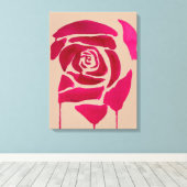 Abstrakte Rose Aquarellfarben Originale Kunst Leinwanddruck (Insitu (Holzboden))