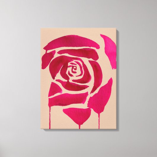 Abstrakte Rose Aquarellfarben Originale Kunst Leinwanddruck (Vorderseite)