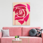 Abstrakte Rose Aquarellfarben Originale Kunst Leinwanddruck (Insitu (Wohnzimmer))