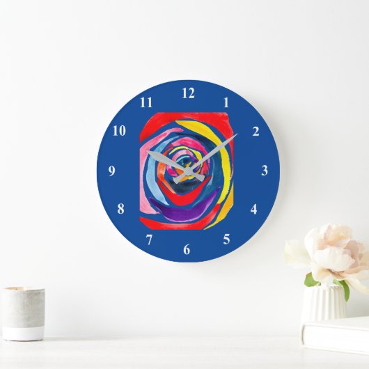Abstrakte Rose Aquarellkunst Pop Große Wanduhr (Zuhause)
