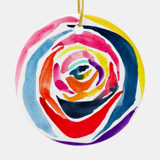 Abstrakte Rose Aquarellkunst Pop Keramik Ornament (Vorne)