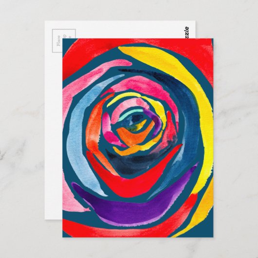 Abstrakte Rose Aquarellkunst Pop Postkarte (Vorne/Hinten)
