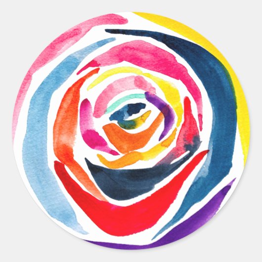 Abstrakte Rose Aquarellkunst Pop Runder Aufkleber (Vorderseite)