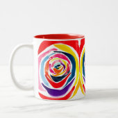 Abstrakte Rose Aquarellkunst Pop Zweifarbige Tasse (Links)
