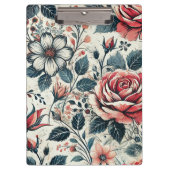 Abstrakte Rose Blume blühend Design. Muster mit Klemmbrett (Vorderseite)