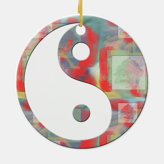Abstrakte Rose BlumenYin Yang Keramikornament (Hinten)