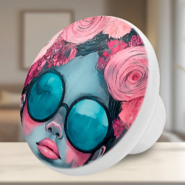 Abstrakte Rose der Rebellen für stilvolle Girls' D Keramikknauf