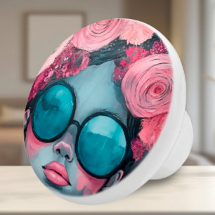 Abstrakte Rose der Rebellen für stilvolle Girls' D Keramikknauf