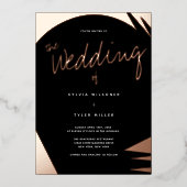 Abstrakte Rose Gold Burnt Orange Typografy Wedding Folieneinladung (Vorderseite)