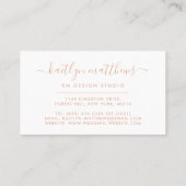 Abstrakte Rose Gold Circle Monongram Business Card Visitenkarte (Rückseite)
