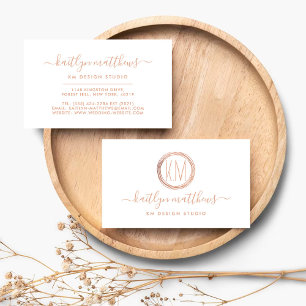 Abstrakte Rose Gold Circle Monongram Business Card Visitenkarte
