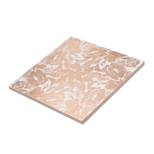 Abstrakte Rose Gold Floral Muster Fliese (Seite)