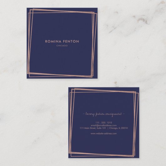 Abstrakte Rose Gold Fohlen Rahmen Moderne Beruflic Quadratische Visitenkarte (Vorne/Hinten)