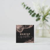 Abstrakte Rose Gold Glitzer Black Makeup Artist Quadratische Visitenkarte (Stehend Vorderseite)