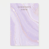 Abstrakte Rose Gold Glitzer Violet Liquid Marmor Post-it Klebezettel (Vorderseite)
