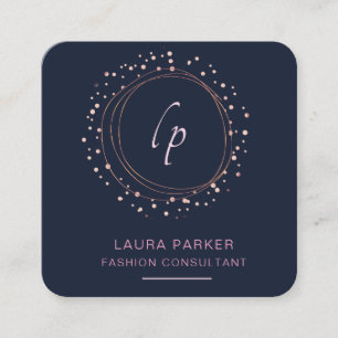 Abstrakte Rose Gold Moderne Minimal Imitat Confett Quadratische Visitenkarte