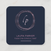 Abstrakte Rose Gold Moderne Minimale Imitat Quadratische Visitenkarte (Vorderseite)