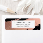 Abstrakte Rose Gold Pinselstriche auf Schwarz (Insitu)