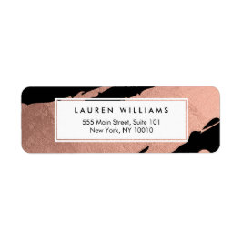 Abstrakte Rose Gold Pinselstriche auf Schwarz