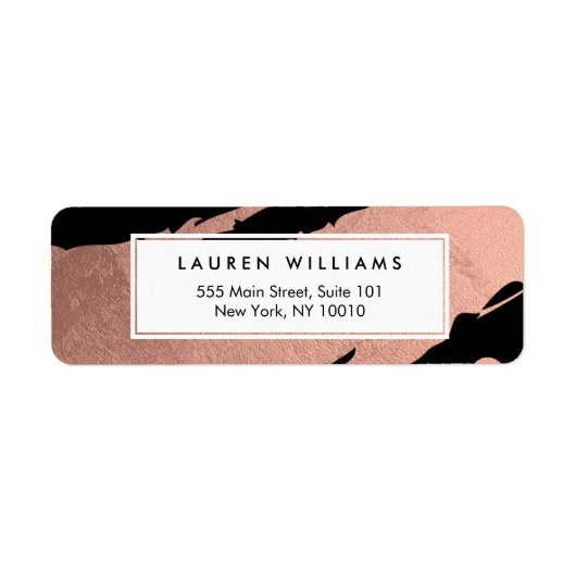 Abstrakte Rose Gold Pinselstriche auf Schwarz (Vorne)