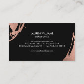 Abstrakte Rose Gold Pinselstriche auf Schwarz Visitenkarte (Rückseite)