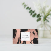 Abstrakte Rose Gold Pinselstriche auf Schwarz Visitenkarte (Stehend Vorderseite)