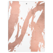Abstrakte Rose Gold Pinselstriche auf Weiß Klemmbrett (Rückseite)
