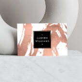Abstrakte Rose Gold Pinselstriche auf Weiß Visitenkarte