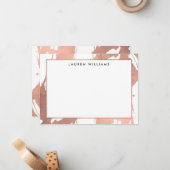 Abstrakte Rose Gold Pinselstriche auf weißer Notiz Mitteilungskarte (Vorderseite/Rückseite Beispiel)