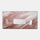 Abstrakte Rose Gold Weiße Abstrakte Wirbel Schreibtischunterlage (Tastatur & Maus)