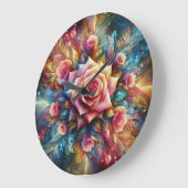 Abstrakte Rose Große Wanduhr (Winkel)