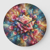 Abstrakte Rose Große Wanduhr (Vorderseite)