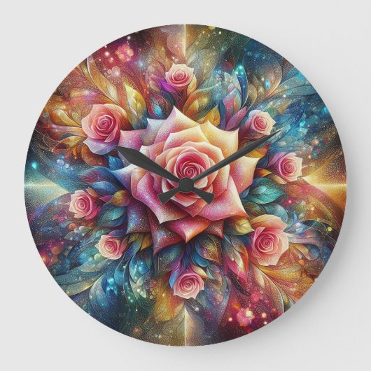 Abstrakte Rose Große Wanduhr (Vorderseite)
