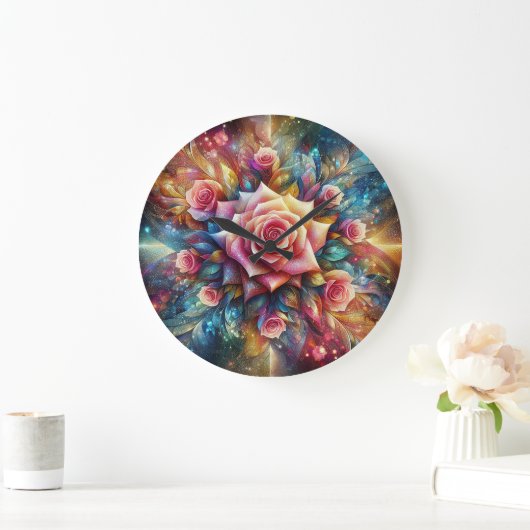 Abstrakte Rose Große Wanduhr (Zuhause)