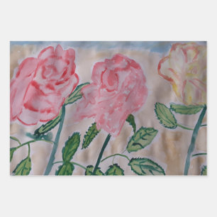 Abstrakte Rose im Sommer Geschenkpapier Set