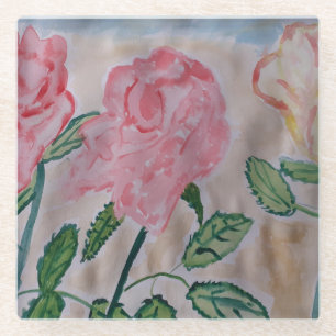 Abstrakte Rose im Sommer Glasuntersetzer